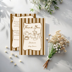 Baby is brewing retro strepen koffie baby shower bedankkaart
