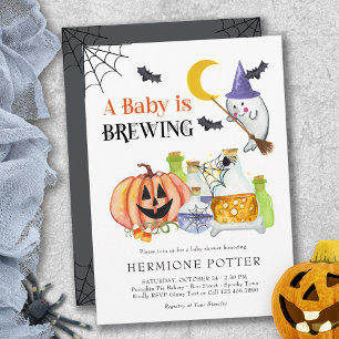 Baby is Brewing Spoken Invitatie voor een Hallowee Kaart