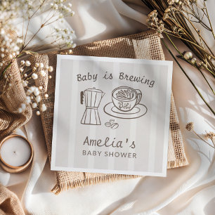 Baby is Brewing Strepen Baby Shower Servet