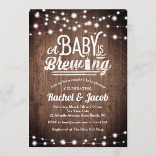 Baby is Brewing String Lights Rustiek Baby shower Kaart