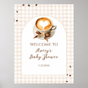 Baby is Brewing Thema Babyborrel met Koffiebonen Poster