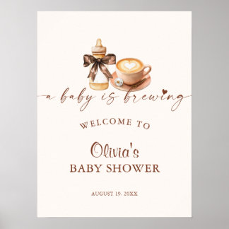 Baby Is Brewing Welkom bij Baby Shower over Caffè Poster