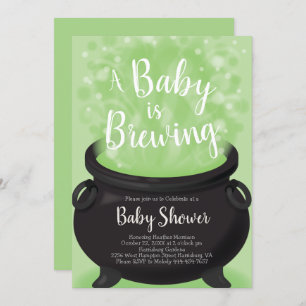 Baby is Brewing Witch Shower Halloween Cauldron Kaart
