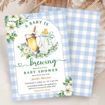 Baby is Brouwen Bier Baby shower Boy Blue Gingham