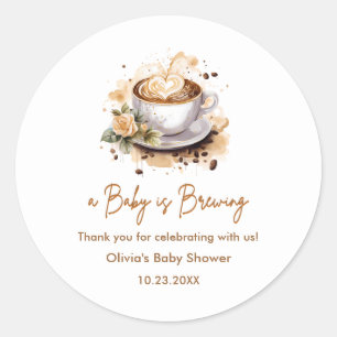 Baby is brouwen bruin koffie Baby shower dank u Ronde Sticker