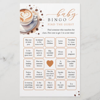 Baby is Brouwen Koffie Vind de gast Bingo Game