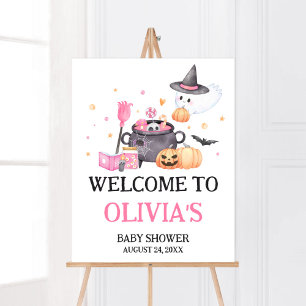 Baby is Brouwen Roze Halloween Baby shower Welkom Poster