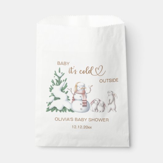 Baby is buiten koud. Baby Shower Bedankzakje (Voorkant)