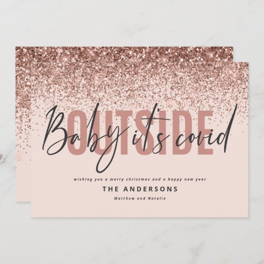 Baby is covid buiten grappige glitter kerst feestdagenkaart (Voorkant / Achterkant)