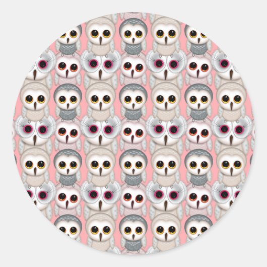 Baby is eigenaar op roze patroon ronde sticker (Voorkant)