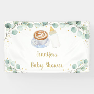Baby is het Baby shower van de Koffee Greenery Spandoek