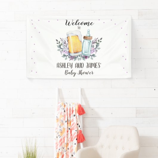 Baby is het Brouwen van Baby shower Koppels Bierfl Spandoek (Insitu)