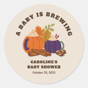 Baby is het brouwen van pompoen koffie Herfst Baby Ronde Sticker