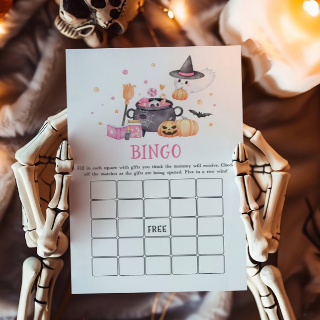 Baby is het brouwen van roze Halloween Bingo Game (Baby is Brewing Baby Shower Bingo Game)