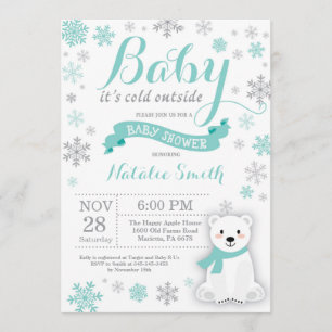 Baby is koud buiten het winterse Baby shower Auqa Kaart