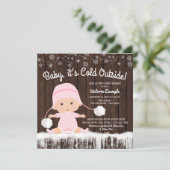 Baby is koud buiten meisje Baby shower uitnodiging (Staand voorkant)