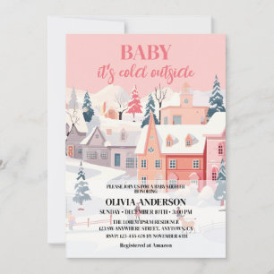 Baby is koud buiten meisje winter baby shower kaart