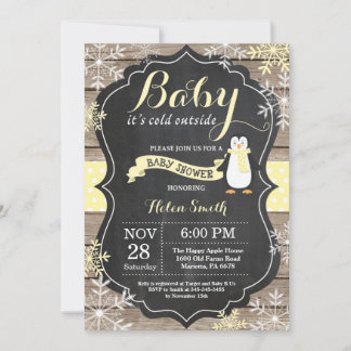 Baby is Koud Buiten pinguïn Baby shower Kaart