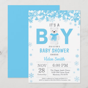 Baby is Koud Buiten Polar Beer Boy Baby shower Kaart