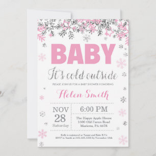 Baby is Koud Buiten Roze Silver Girl Baby shower Kaart