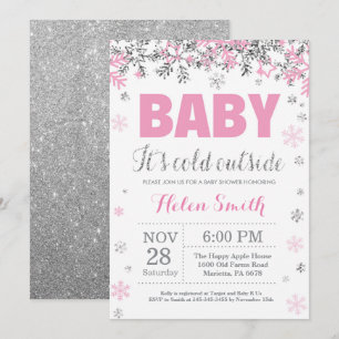 Baby is Koud Buiten Roze Silver Girl Baby shower Kaart