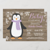Baby is Koud Buiten Rustic Penguin Baby shower Kaart (Voorkant / Achterkant)