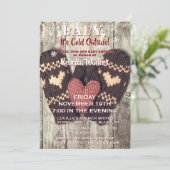 Baby is koud buiten rustieke houten winterdouche kaart (Staand voorkant)