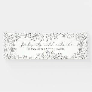 Baby is koud buiten Whimsical Floral Line Art Spandoek