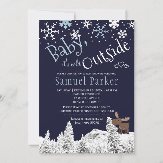 Baby is koud buiten Wonderland winter jongen douch Kaart (Voorkant)