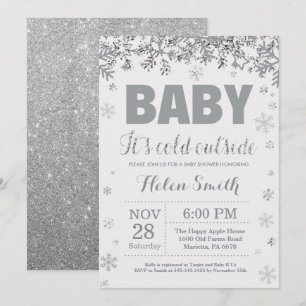 Baby is koud buiten zilver en grijs Baby shower Kaart