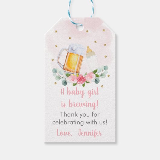Baby is roze Baby shower Cadeaulabel (Voorkant)