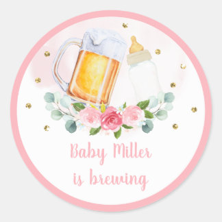 Baby is roze Baby shower Ronde Sticker