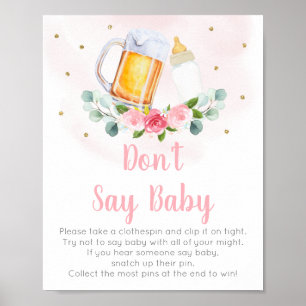 Baby is roze bloemen, zeg niet Baby-spel Poster