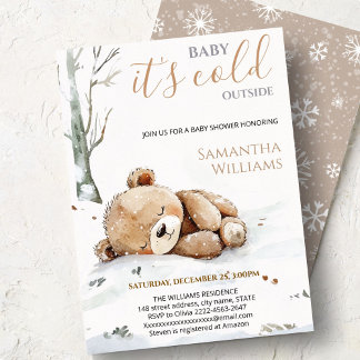 Baby It’s Cold Outside bear Baby Shower Invitation Kaart
