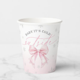 Baby It’s Cold Outside Pink Bow Winter Baby Shower Papieren Bekers