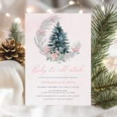 Baby it’s Cold Outside Pink Winter Baby Shower Kaart