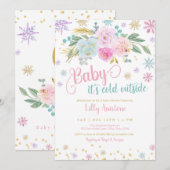 Baby It's Cold Outside Baby Girl Invitation (Devant / Derrière)