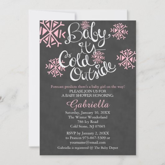 Baby It's Cold Outside Baby Girl Shower Invitation (Devant)