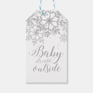 Baby it's Cold Outside Baby Showe Zilver Cadeaulabel