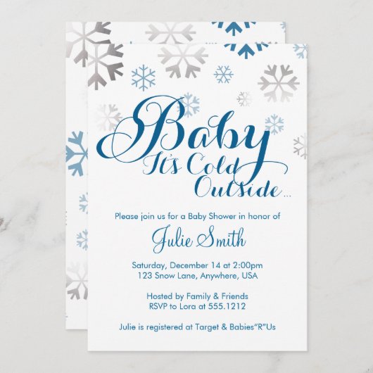 Baby It's Cold Outside Baby shower Invitation (Devant / Derrière)