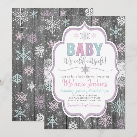 Baby It's Cold Outside Baby shower Invitation (Devant / Derrière)