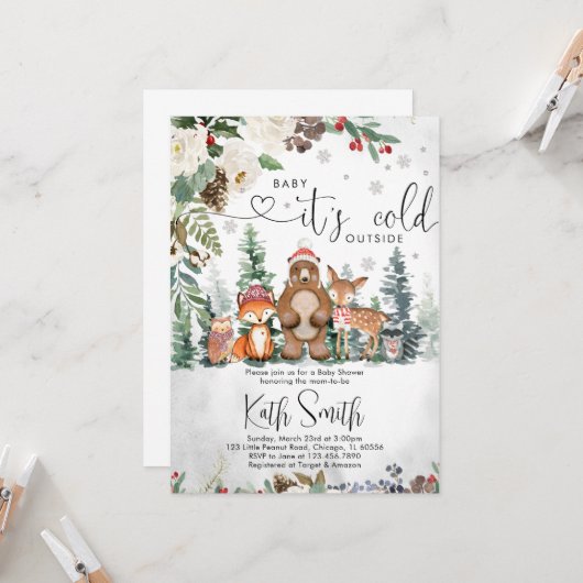 Baby It's Cold Outside Baby shower Invitation (Devant/Arrière en situation)