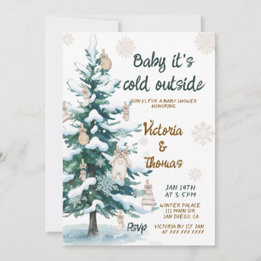 Baby It's Cold Outside Baby Shower Kaart (Voorkant)