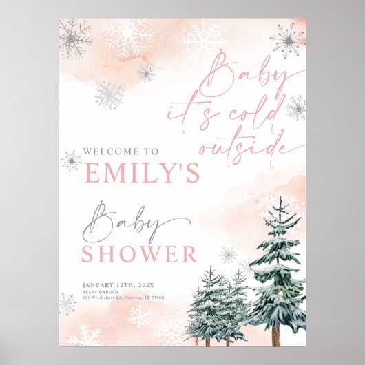 Baby It's Cold Outside, Baby shower Welcome Poster (Devant)
