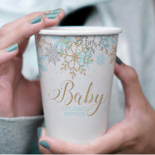 Baby It's Cold Outside Blauwe Sneeuwvlok Baby Show Papieren Bekers
