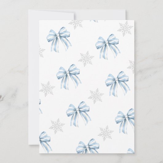 Baby It's Cold Outside Blauwe Strik Winter Babybor Kaart (Achterkant)