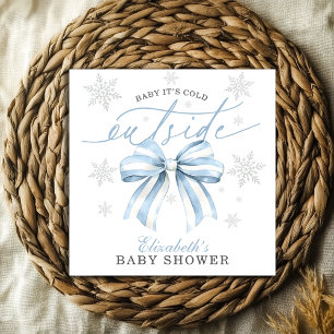 Baby It's Cold Outside Blauwe Strik Winter Babybor Servet