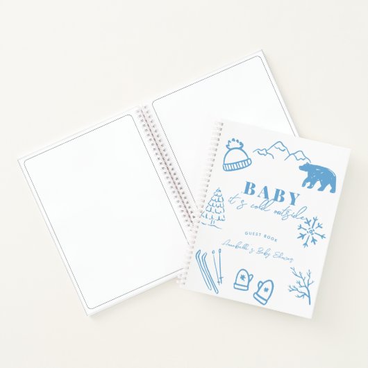 Baby It's Cold Outside Blue Baby Shower Guest Book Notitieboek (Binnen)