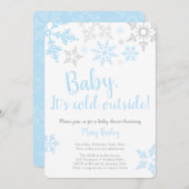 Baby It's Cold Outside Blue Boy Shower Invitation (Devant / Derrière)