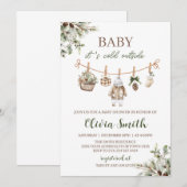 Baby Its Cold Outside Clothest Line Baby Shower Kaart (Voorkant / Achterkant)